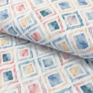 Dvojna gaza/muslin Geo watercolour blue digital print