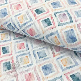 Dvojna gaza/muslin Geo watercolour blue digital print