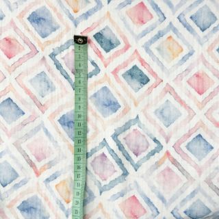 Dvojna gaza/muslin Geo watercolour blue digital print