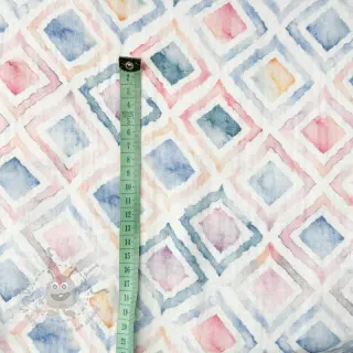 Dvojna gaza/muslin Geo watercolour blue digital print