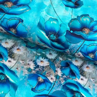 Pletenina Blue love digital print
