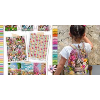 Dekorativna tkanina KIDS BACKPACK Cutie Kitty PANEL