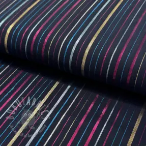 Bombažna tkanina LUREX stripes navy