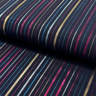 Bombažna tkanina LUREX stripes navy