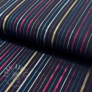 Bombažna tkanina LUREX stripes navy