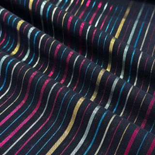 Bombažna tkanina LUREX stripes navy