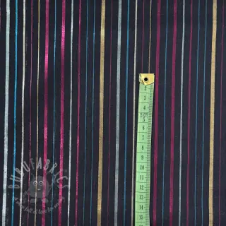 Bombažna tkanina LUREX stripes navy