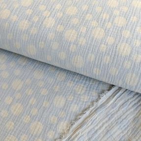Dvojna gaza/muslin JACQUARD Dots light blue