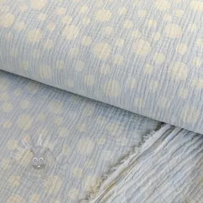 Dvojna gaza/muslin JACQUARD Dots light blue
