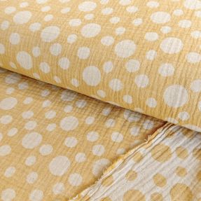 Dvojna gaza/muslin JACQUARD Dots dark yellow