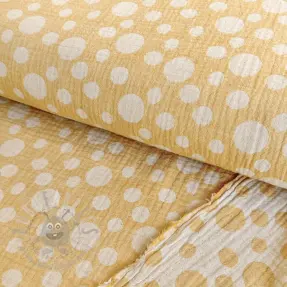 Dvojna gaza/muslin JACQUARD Dots dark yellow