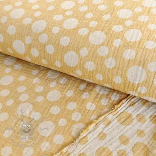 Dvojna gaza/muslin JACQUARD Dots dark yellow