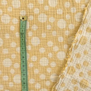 Dvojna gaza/muslin JACQUARD Dots dark yellow