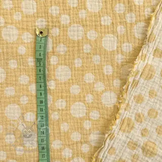 Dvojna gaza/muslin JACQUARD Dots dark yellow