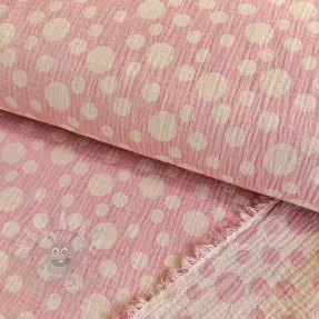 Dvojna gaza/muslin JACQUARD Dots pink