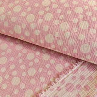 Dvojna gaza/muslin JACQUARD Dots pink