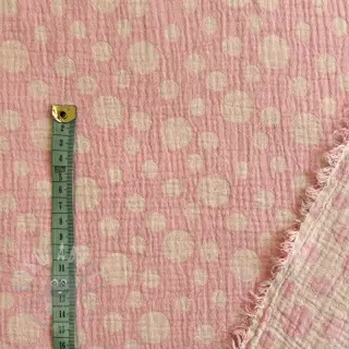 Dvojna gaza/muslin JACQUARD Dots pink