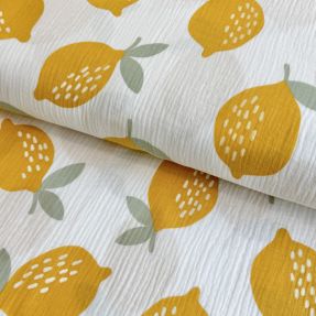 Dvojna gaza/muslin Lemons white