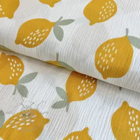 Dvojna gaza/muslin Lemons white