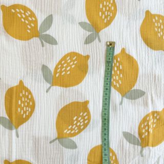 Dvojna gaza/muslin Lemons white