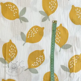 Dvojna gaza/muslin Lemons white