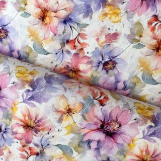 Lan z bombažem Peony roses RAMIE light pink digital print