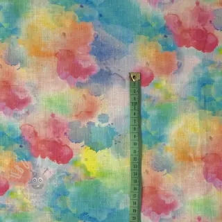 Lan z bombažem Abstract flowers RAMIE blue digital print