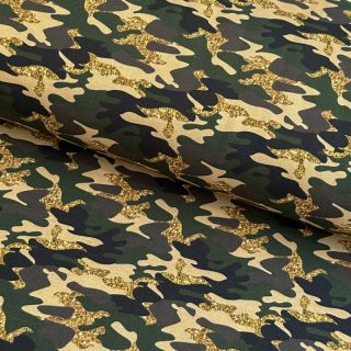 Pletenina Shimmering camouflage brown digital print