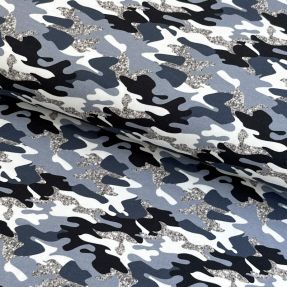 Pletenina Shimmering camouflage blue digital print