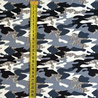 Pletenina Shimmering camouflage blue digital print