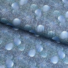 Pletenina Shimmer shell blue digital print