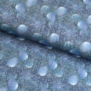 Pletenina Shimmer shell blue digital print
