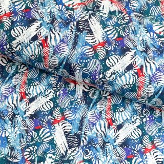 Pletenina Fossils blue digital print