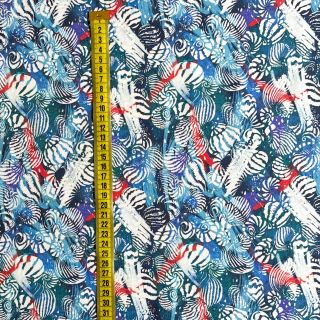 Pletenina Fossils blue digital print