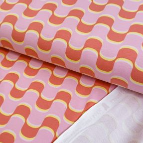 Topla pletenina Abstract flowers wave pink digital print