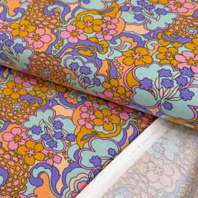 Topla pletenina Abstract flowers blue digital print