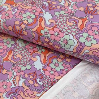 Topla pletenina Abstract flowers purple digital print