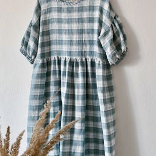 Dvojna gaza/muslin Double sided CHECKS MINI green