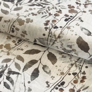 Viskoza z lanom RAMIE Leaves design A digital print