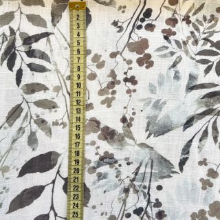 Viskoza z lanom RAMIE Leaves design A digital print