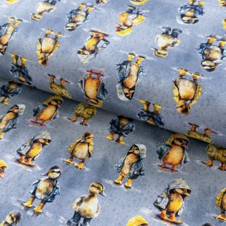 Pletenina Raincoat ducklins grey digital print