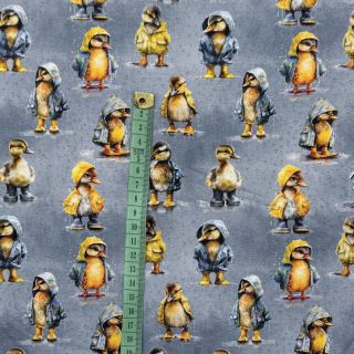 Pletenina Raincoat ducklins grey digital print