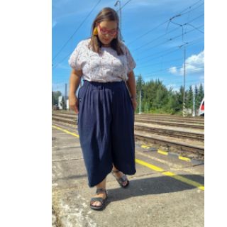 Viskoza z lanom CRINCLE navy