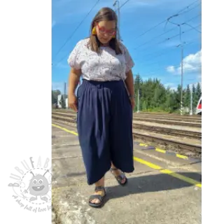 Viskoza z lanom CRINCLE navy
