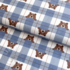 Bombažna tkanina FLANNEL Bear check jeans