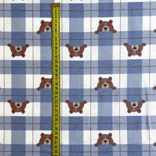 Bombažna tkanina FLANNEL Bear check jeans