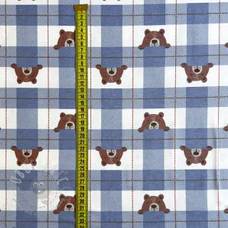 Bombažna tkanina FLANNEL Bear check jeans