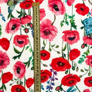 Prevešanka Poppy flowers white digital print