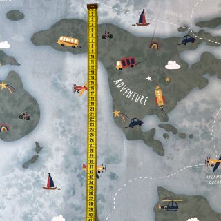 Bombažna tkanina Adventure map light blue digital print