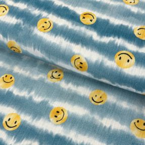 Dvojna gaza/muslin Happy faces jeans digital print